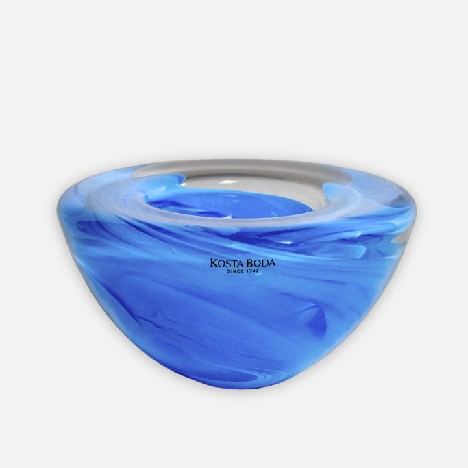 Teelichthalter aus Glas in Blau