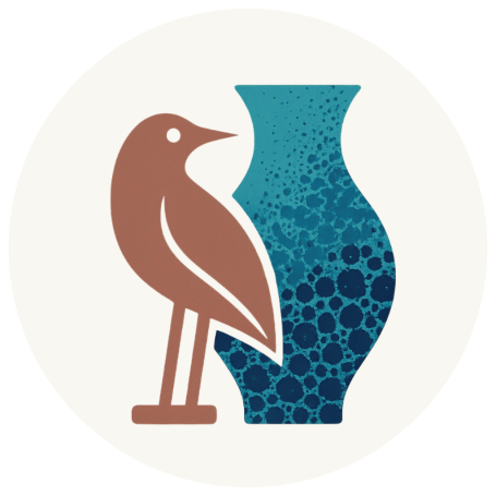 Logo von Aller–Art Vintage mit Vogel und Vase – Online-Shop für Vintage-Wohnaccessoires, Designklassiker, Antiquitäten und Bücher 